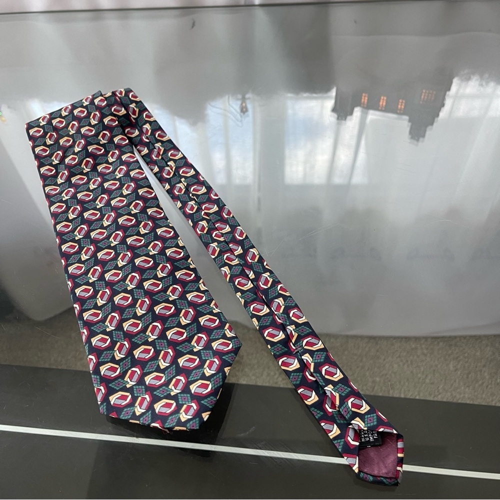 Christian Dior Monsieur Silk Geometric Tie 4x57 Red Black Preppy Academia